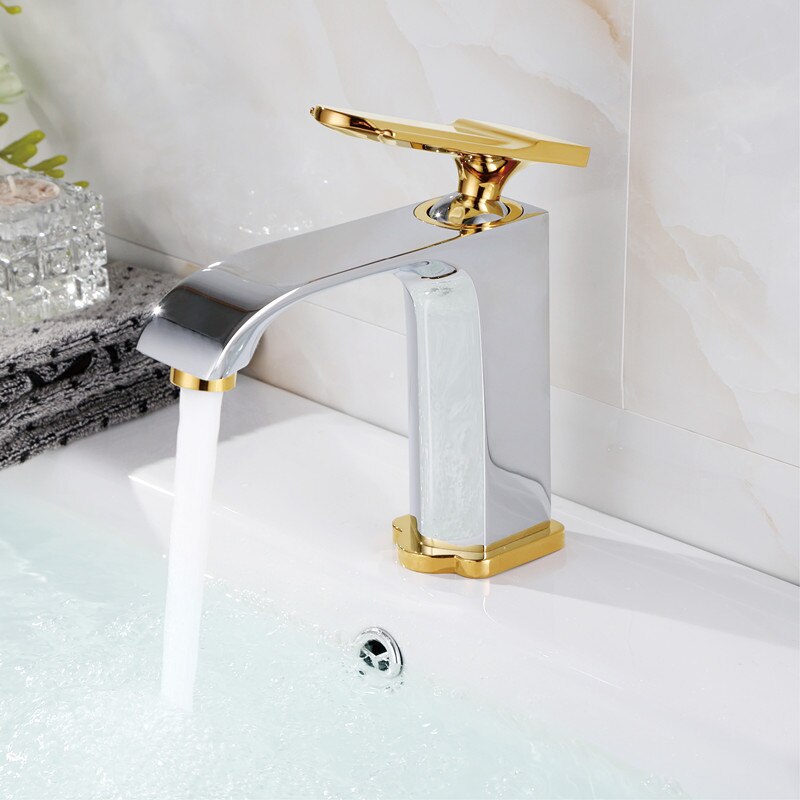 Naples Bathroom Sink Faucet With Chrome & Gold Finish